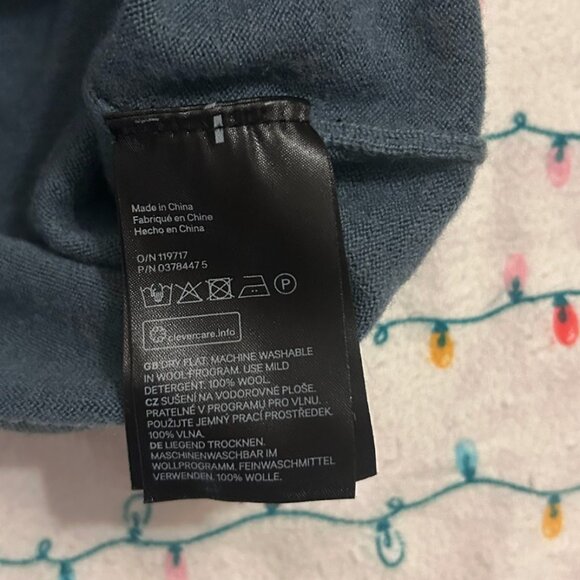 Blue Wool V-Neck Sweater - Picture 3 of 3